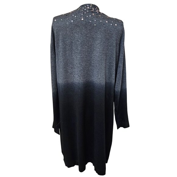 Chicos Cardigan Womens Size 3 Large Black Dip Dye Glam LS Sweater Sequins NWT - Picture 4 of 10